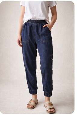 Haven Well Within 100% Linen Denim-Inspired Cargo Joggers